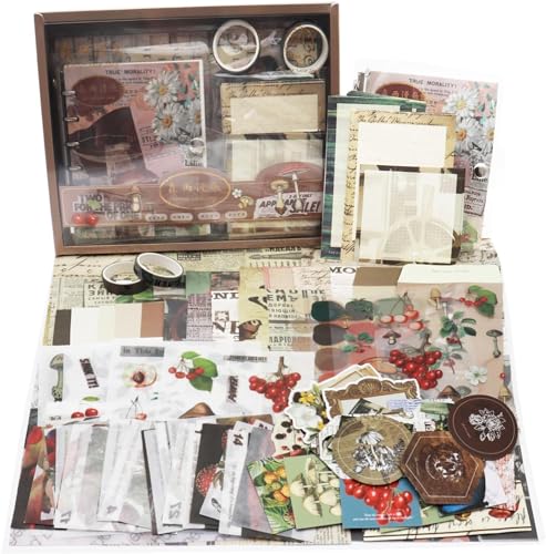ATIRAMANIYA 346pcs Journal Supplies Kit Vintage Scrapbook Stickers Art Journaling Bullet Junk Journal Planners DIY Decoration Paper Stickers Craft Kits Notebook Collage Album (Post Office Brown Book) - color: Post Office Brown book