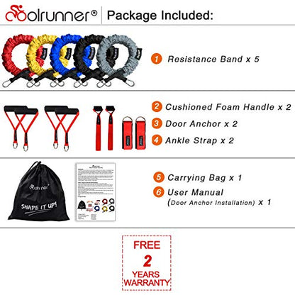 14 PCS Resistance Bands Set, Exercise Tubes, 20lbs to 40lbs Workout Bands