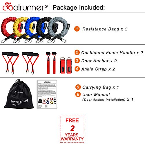 14 PCS Resistance Bands Set, Exercise Tubes, 20lbs to 40lbs Workout Bands