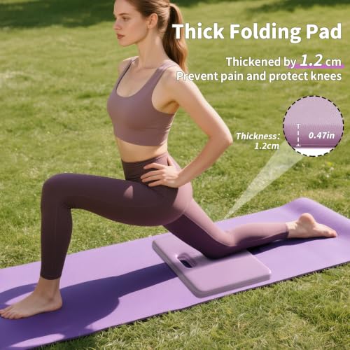PAIDU Yoga Knee Pad 1" Thick, Foldable for Home Gym | knee pad for pain-free knees, elbows, wrists & back, foldable for home gym, pilates, plank and abdominal training - color: Purple + Warm Grey