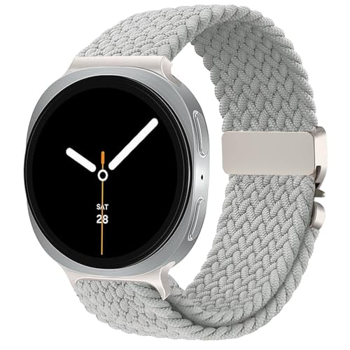 Nylon Braided band Compatible with Samsung Galaxy Watch 8/9 40mm 44mm - color: White Pearl