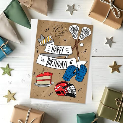 Lacrosse Birthday Card | Game Day Inspired Greeting Card | Sports Birthday Card for Lacrosse Player - style: Lacrosse