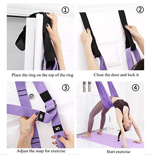 TOCO FREIDO Waist Back Leg Stretch Strap/Yoga Fitness Band, Leg Stretching Assist Trainer, Yoga Stretcher, Back Bend Split Inversion Strap for Fitness, Dance, Ballet, Gymnastics - color: Purple