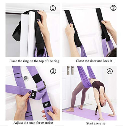 TOCO FREIDO Waist Back Leg Stretch Strap/Yoga Fitness Band, Leg Stretching Assist Trainer, Yoga Stretcher, Back Bend Split Inversion Strap for Fitness, Dance, Ballet, Gymnastics - color: Purple