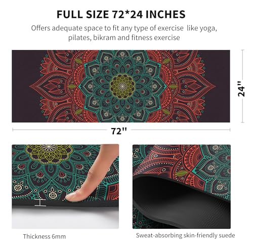 nuveti Yoga Mat Print Extra Thick TPE Non Slip Fitness Exercise Mat with Carrying Bag,72"x24" Extra Thick 6MM Exercise & Workout Mat for Yoga, Pilates Fitness and Floor Exercises - color: ChunRiWuYu