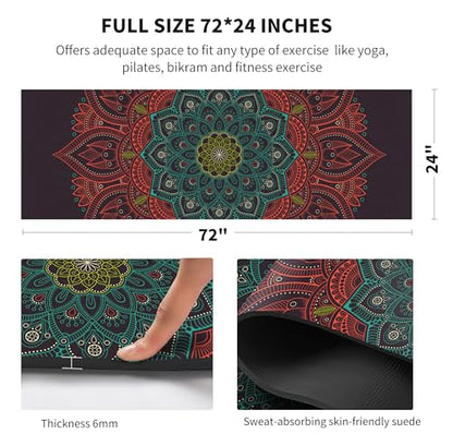 nuveti Yoga Mat Print Extra Thick TPE Non Slip Fitness Exercise Mat with Carrying Bag,72"x24" Extra Thick 6MM Exercise & Workout Mat for Yoga, Pilates Fitness and Floor Exercises - color: ChunRiWuYu