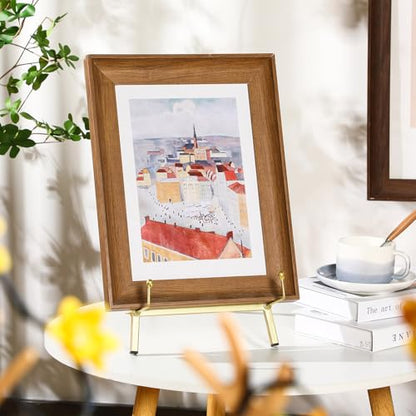 Leinuosen 1 Pcs Metal Tabletop Easel Stand, Tripod Display, Gold | 16.5"H X 8.7"W X 4.3"D Easel for Picture Frame, Supports Mirrors Books Wedding Signs Plates Photos, Foldable Display - color: Gold