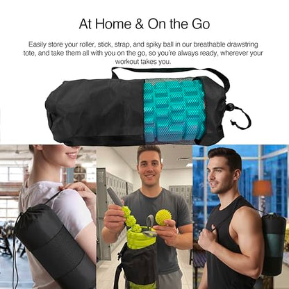 321 STRONG 5-in-1 Massage Set, Complete Mobility Kit for Workout Recovery - color: Soft Teal