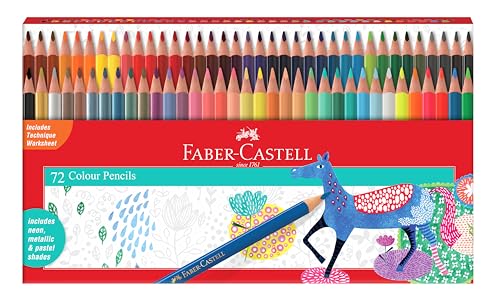 Faber-Castell Triangular Colour Pencil Set – Pack of 72 | Super Soft, Smooth & Child-Safe Colour Pencils | Classic Triangular Grip | Perfect for School and Art Projects