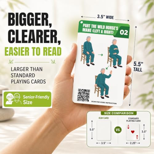 POCAZONE Chair Tai Chi for Seniors Over 60, 46 Exercise Cards & Video Guide - color: Chair Tai Chi