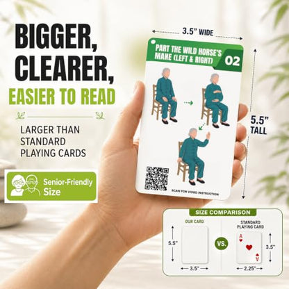 POCAZONE Chair Tai Chi for Seniors Over 60, 46 Exercise Cards & Video Guide - color: Chair Tai Chi