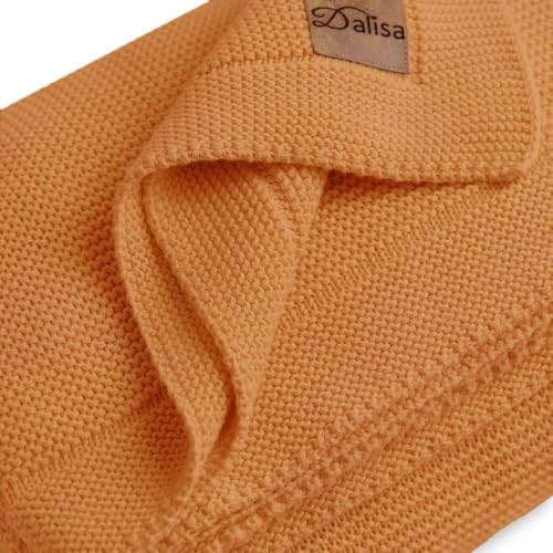 Dalisa Alina GOTS Organic Cotton Throw Blanket, Saffron Gold, 50x60 in - color: Saffron Gold, size: 50x60