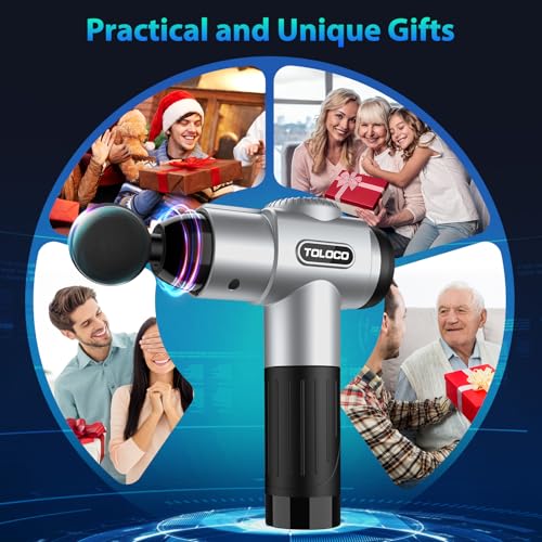 TOLOCO Massage Gun, Muscle Massage Gun Deep Tissue for Athletes with 10 Massage Heads, Electric Percussion Massager for Any Pain Relief, Fathers Day Dad Gifts, Silver - color: Silver