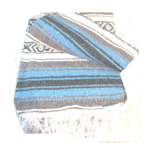 Light Blue Falsa Mexican Yoga Blanket Large 7'/5'
