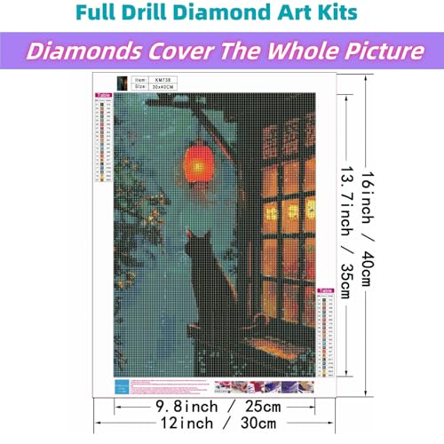 JYXSJYYD 5D DIY Cat Diamond Art Kits for Adults,11.8x15.8 inch | Full Round Drill Diamond Paintings Kits for Beginners,Paint by Diamonds Dot Gem Art Crafts,for Home Wall Art Decor - color: KM738-1