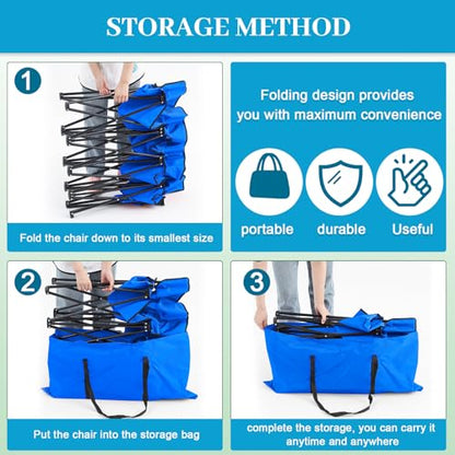 Kigley 2 Pack 4 Seat Folding Soccer Bench, Portable Sports Bench with Carry Bag and Side Pockets, 8 Person Sideline Chairs for Football Basketball Camping Practice Games(Blue) - color: Blue