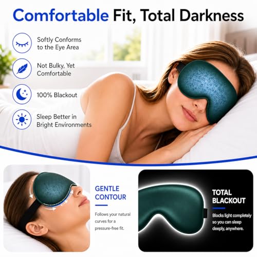 Cooling Sleep Mask with Mulberry Silk Surface & Removable Gel Pack - color: Cooling Bark Green