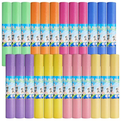 Funtery 3 mm Thin Yoga Mats Bulk, 68 x 24 Inches Lightweight PVC Exercise Mats Non Slip Workout Fitness Pads for Yoga Pilates Stretching Classes Gym Home Studio - color: Pastel Colors