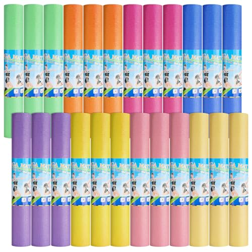 Funtery 3 mm Thin Yoga Mats Bulk, 68 x 24 Inches Lightweight PVC Exercise Mats Non Slip Workout Fitness Pads for Yoga Pilates Stretching Classes Gym Home Studio - color: Pastel Colors
