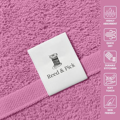 Reed&Pick Hand Towels (Pack of 24) Pink Economy Towels Salon Towels - 100% Cotton Spa Towel– 16 x 27 Inches Highly Absorbable, Facial, Gym, Hair Face Towels Bulk - color: Pink, size: 16x27 Pack of 24