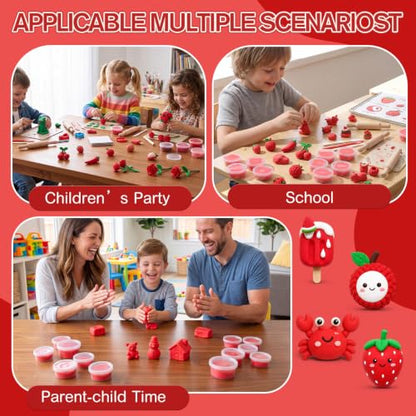 VioraWhite 48 Pcs Air Dry Clay Bulk 1.6lb Modeling Clay Kit,Red | Soft & Stretchable, Magic Foam for Kids, DIY Molding, Arts & Crafts, Boys Girls Party Favors, Cosplay Sculpting Supplies - color: Red