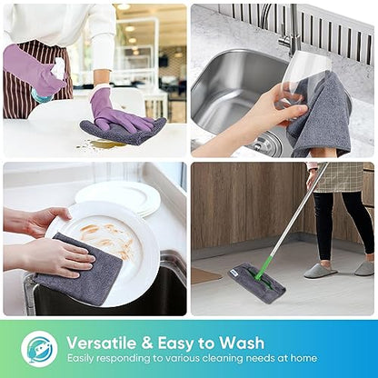 HOMEXCEL Grey Microfiber Cleaning Cloth, Microfiber Towels for Car, 12 Pack | Lint Free Cleaning Rags for Household, Kitchen, Car Wash Towels for Detailing Drying, Scratch-Free, 11.5"X 11.5" - color: Grey