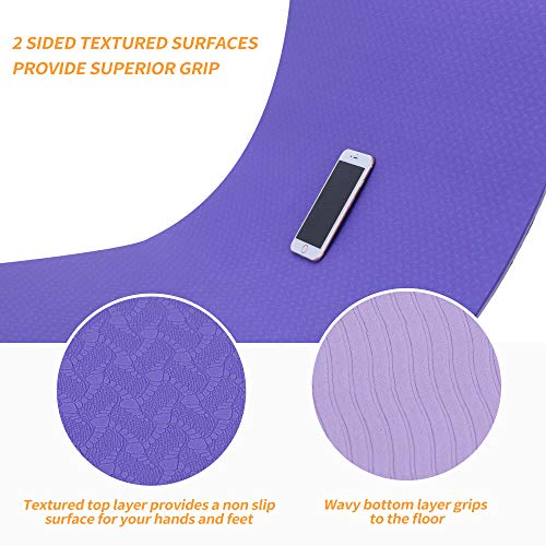 Yoga Starter Kit - 11-Piece Set with Yoga Blocks, Strap, Ball, Mat, Carrying Strap, Net Bag, Cooling Towel - color: Purple