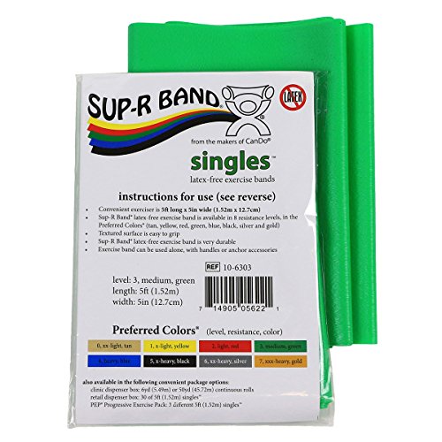 Cando 10-6303 Sup-R Latex Free Exercise Band, 5' Singles, Medium, Green - color: Green: Medium, size: 1 Count (Pack of 1)