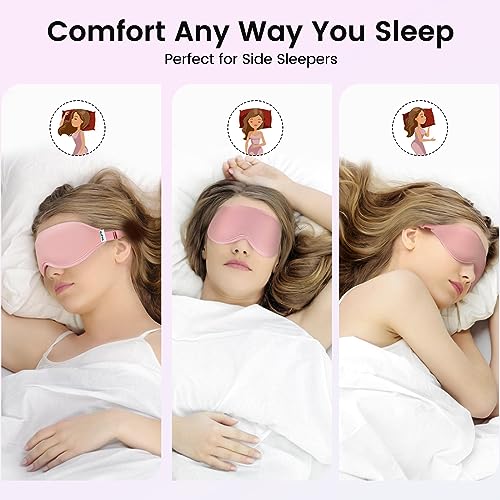 Audree Eye Mask for Sleeping - 3D Contoured 100% Sleep Mask Light Blocking, Sleeping Eye Mask for Women Men, Zero Eye Pressure Night Blindfold, Soft Eye Cover - Pink - color: Pink