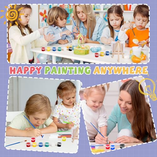 ESRICH 6 Set Mini Acrylic Paint Kit, Mini Stretched Canvas with Easel | Acrylic Paint Strips, Paint Palettes, Painting Brushes, Mini Canvas and Easel Set for Kids Artists Beginner, Gift