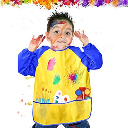 Zkptops 2 Pack Kids Art Smock Colorful Waterproof Children Art Aprons Artist Painting Aprons with Long Sleeve 3 Roomy Pockets for Age 3-7 Years Blue and Pink - color: 2 Pack Blue/Pink