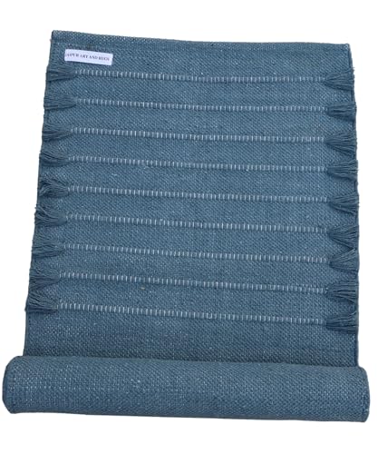 Jaipur Art & Rugs Cotton Yoga Rug - Eco-Friendly Hand-Woven Thick Mat (24”x72”x5mm) for Everyday Fitness at Home - Comfortable & Extra-Long - color: Dark Green