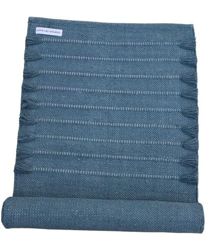 Jaipur Art & Rugs Cotton Yoga Rug - Eco-Friendly Hand-Woven Thick Mat (24”x72”x5mm) for Everyday Fitness at Home - Comfortable & Extra-Long - color: Dark Green