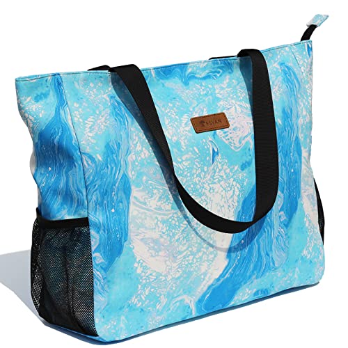 ESVAN LARGE BEACH BAG Water Resistant Lightweight 20 inch Women Oversize Tote Bag for Gym Beach Travel Pool Yoga Nurse - color: U