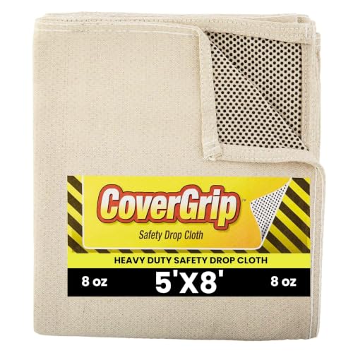 8 oz Canvas Safety Drop Cloth, 5' x 8' - size: 5X8, style: 8 oz