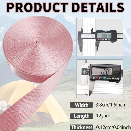 1 1/2" Pink Nylon Webbing 12yds for Bag Straps Crafts - color: Pink