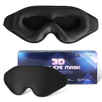 Sleep Mask for Lash Extensions, 3D Memory Foam | Zero Eye Pressure, 99% Blackout, Adjustable Strap, Breathable Fabric, Travel, Yoga, Nap, Lightweight, Soft Comfort - color: Black