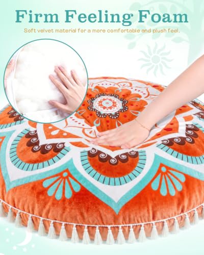 Hihealer Meditation Cushion, Large Velvet Floor Pillow for Yoga, Meditation & Mindfulness, Supportive Memory Foam Bolster (Orange) - color: Orange