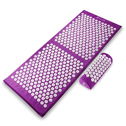 ProsourceFit Acupressure Mat and Pillow Set for Back/Neck Pain Relief and Muscle Relaxation, XL - Purpule/White - color: Purpule/White, size: XL