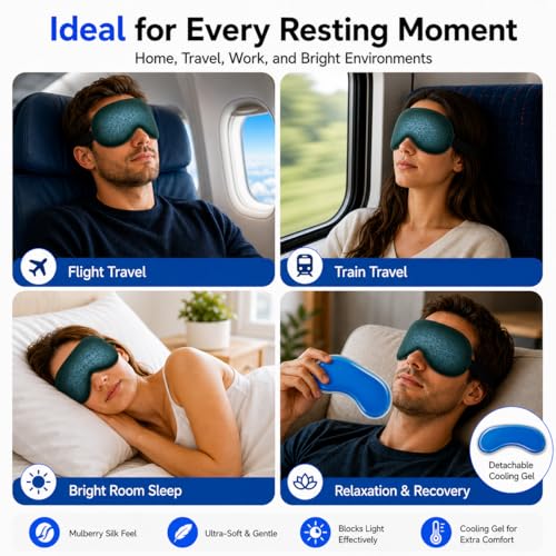 Cooling Sleep Mask with Mulberry Silk Surface & Removable Gel Pack - color: Cooling Bark Green
