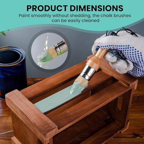 Mister Rui Chalk Wax Paint Brush, 4pcs, Chalk Paint Brushes for Furniture | Flat Pointed and Round Brush with Natural Bristles for Chalk Paint and Wax, All in One Paint Stencil Brushes, No Shedding