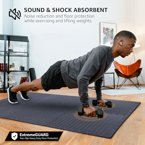 48 Pack - 1/2" Extra Thick Floor Exercise Mat for Home Gym Floor Padding for Kids - High-Density EVA Interlocking Foam Floor Tiles for Gym Equipment, Play Area, Yoga, Cardio, Weights, MMA - color: Grey
