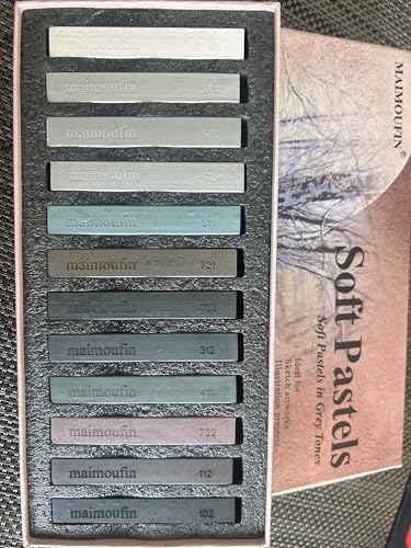 12-Pack Grey Tone Square Soft Pastels&24 Colors Soft Pastel Pencils