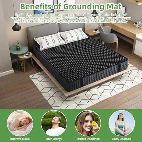 Grounding Mat, Grounding Mat for Bed,Grounding Bed Mat with Grounding Cord, Earth Pad Grounding Mat, Grounding Pad for Improving Sleep