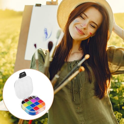 4 Pcs Airtight Paint Storage Palette Box 16 Wells Stay Wet 4.4x3.5x1 in Small Paint Palette with Lid Acrylic Storage Container Tray for Watercolor Gouache Oil Painting Art