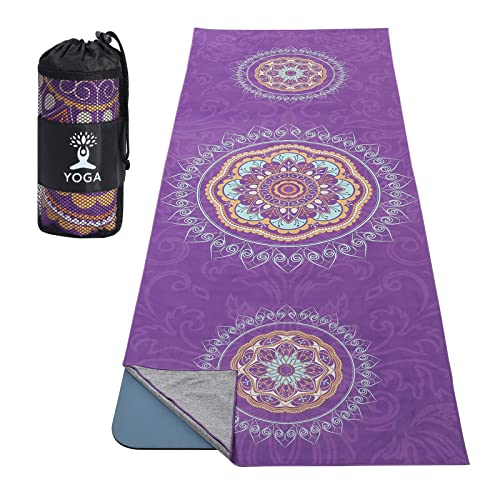 MoKo Yoga Towel, Non-Slip Quick-Dry Mat Towel, Purple Mandala - color: Purple Mandala
