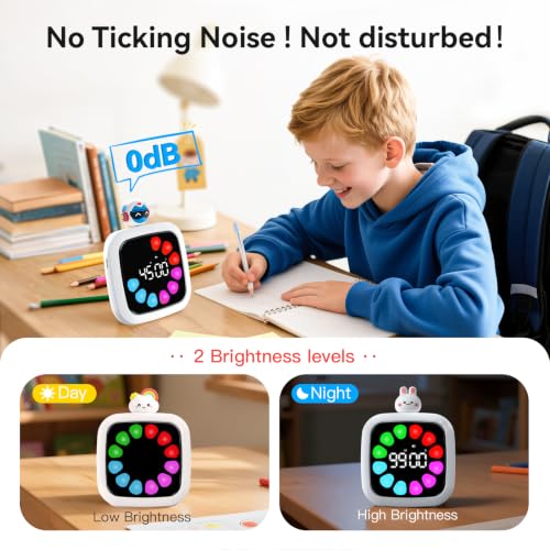 Yunbaoit Digital Visual Timer for Kids, 99-Minute Countdown, Rechargeable - color: 3 Dolls-white