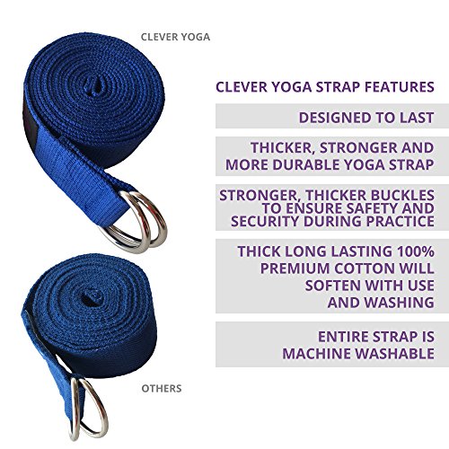 Clever Yoga - 8 ft Yoga Strap for Exercise & Physical Therapy, Leg Stretching Strap Yoga Accessories & Stretching Equipment, Leg Stretcher for Women & Men, Home Workout Essentials