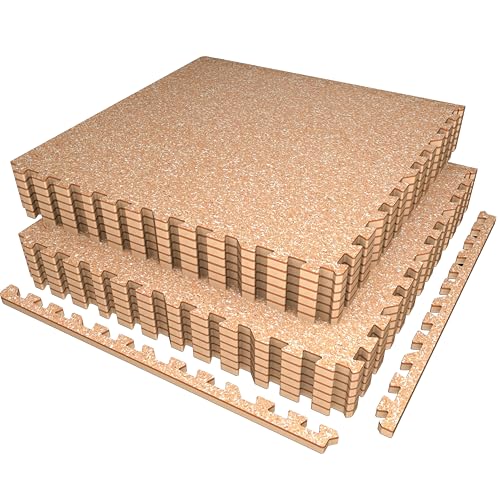 AIRHOP 0.56in Thick 48 Sq Ft Exercise Equipment Mats, 12 Tiles Upgraded Rubber Top with High Density EVA Foam, Large Interlocking Puzzle Gym Flooring for Home Gym, Heavy Weight Workout, 24 x 24in - color: Wood, size: 48 Sq Ft (12 Tiles)