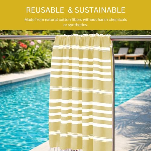 WeWove Turkish Peshtemal Beach Towels Large 39x70 Inch Set of 2 - 100% Cotton Soft Quick-Drying Absorbent Washable - Versatile for Beach Pool Spa Picnic Travel or Bath Use - Turkish Towels Yellow - color: Yellow